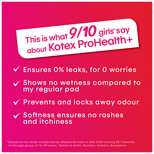 Kotex ProHealth+ Sanitary Pads - Ultra Thin, No Leakage, No Wetness, Rash Free, XL+, 7 pcs  