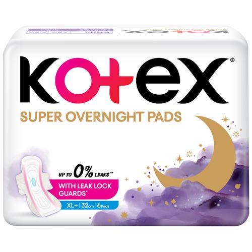 Buy Kotex Super Overnight Sanitary Pads - With Leak Lock Guards, 100% Stain  Protection, XL+ Online at Best Price of Rs 80 - bigbasket