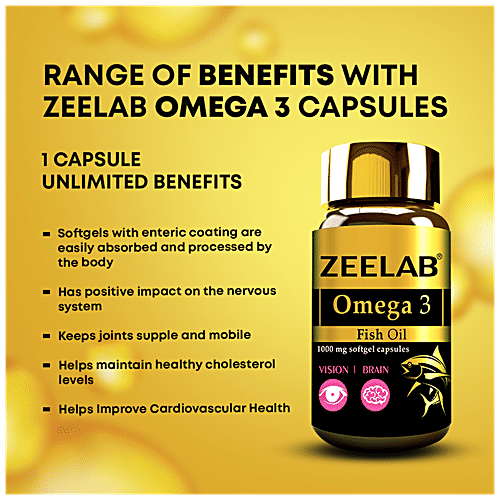 Buy ZEELAB Omega 3 Fish Oil Softgel Capsule For Healthy Heart, Joint & Body, For Men & Women