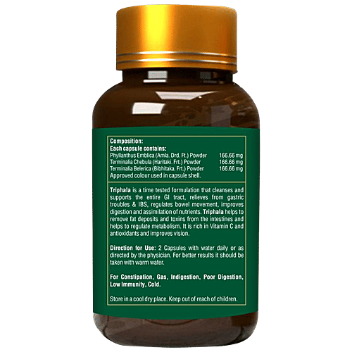 ZEELAB Triphala Gut Health Capsule - Improves Digestion, Regulates Metabolism, 100 pcs  