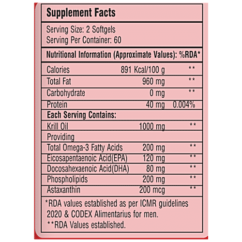 Buy ZEELAB Krill Oil Capsule Improves Joint Pain & Health, For Men