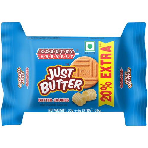 Country Harvest Just Butter Cookies - Perfect Tea Time Snack, 36 g  