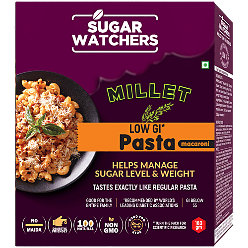 Sugar Watchers Millet Low GI Pasta Macaroni - Diabetic Friendly, No Maida, Natural, 180 g  