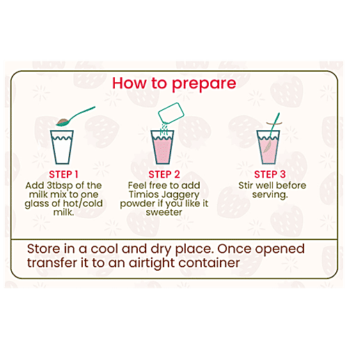 Timios High Protein Berry Full Hearty Milk Mix - No Sugar, With Oats, Organic Jowar, Strawberry Powder, 250 g Box 