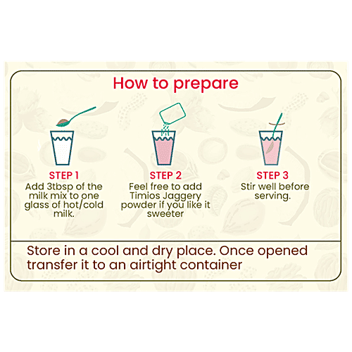 Timios High Protein Nuts & Turmeric Hearty Milk Mix - No Sugar, With Oats, Organic Jowar, Nut Blend Powder, 250 g Box