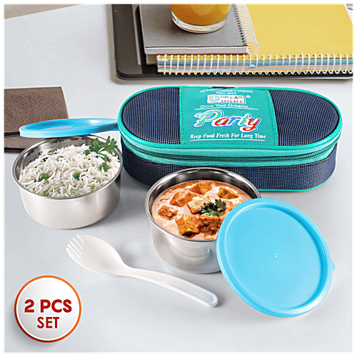 Buy Dream Home Stainless Steel Lunch Box Plastic Lid & Spoon, Blue