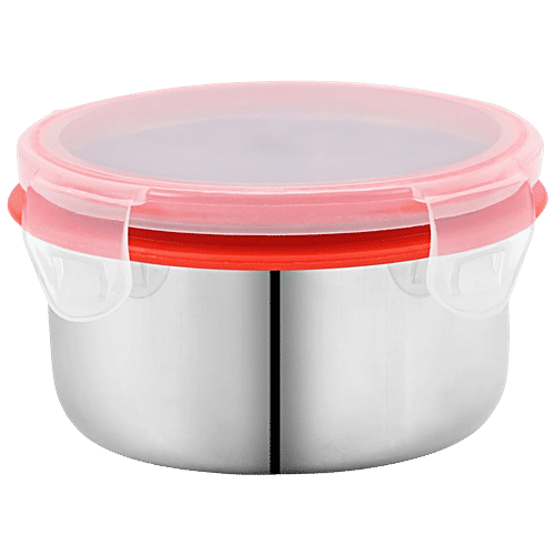 Dream Home Lock N Seal Steel Container - Silver, Silicon Seal, Leak Proof, 350 ml  