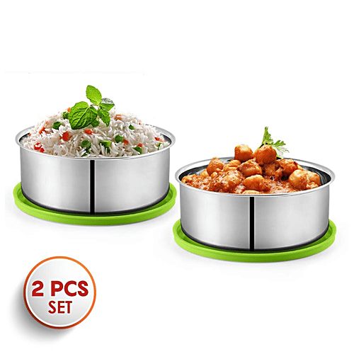 Buy Dream Home Stainless Steel Food Container With Plastic Cap, Green