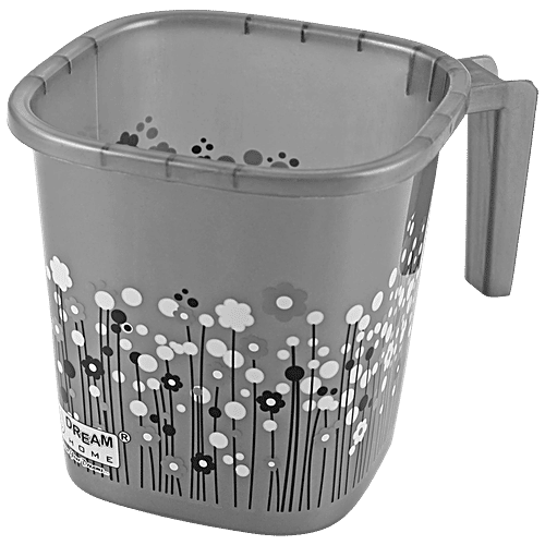 Dream Home Bath Mug - Sqaure, Grey, Printed, Durable & Sturdy, 1.5 L  