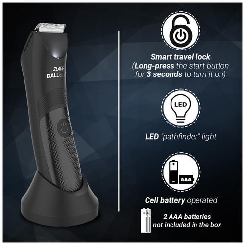 ZLADE Ballistic Lite Manscaping Full-Body Trimmer - Waterproof & Silent, AAA Batteries Required, 1 pc  
