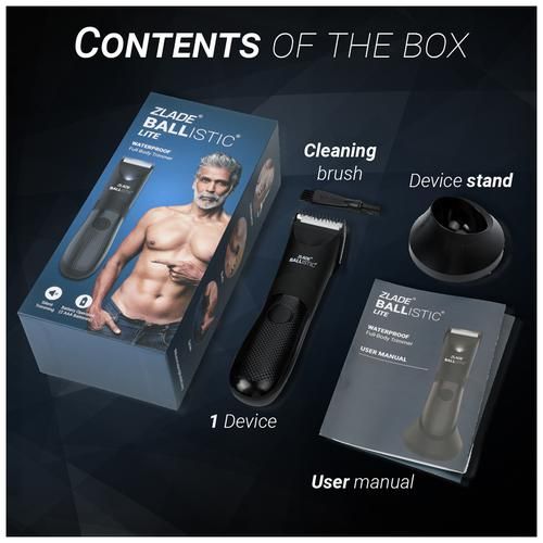 ZLADE Ballistic Lite Manscaping Full-Body Trimmer - Waterproof & Silent, AAA Batteries Required, 1 pc  