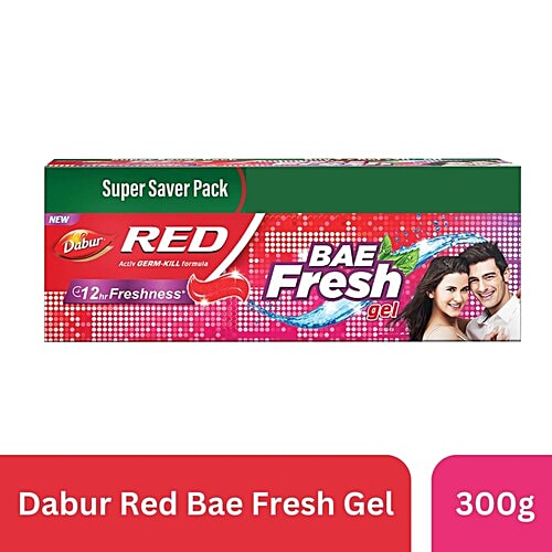 Dabur Red Bae Fresh Gel Oral Care Toothpaste - Activ Germ Kill Formula, 12 Hour Freshness, 300 g (150 g x 2 N) 