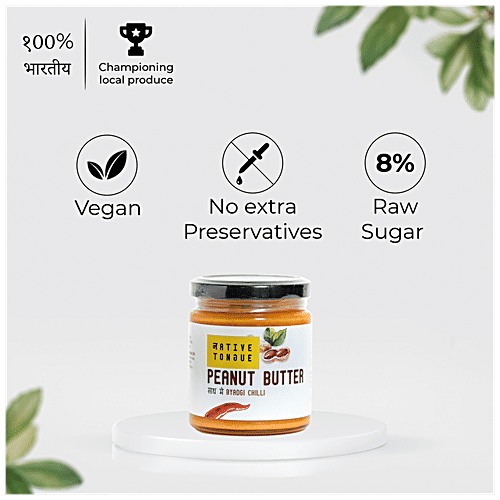 Native Tongue Peanut Butter With Byadgi Chilli - For Weight Loss, Sugar Level, Heart Health, 200 g  