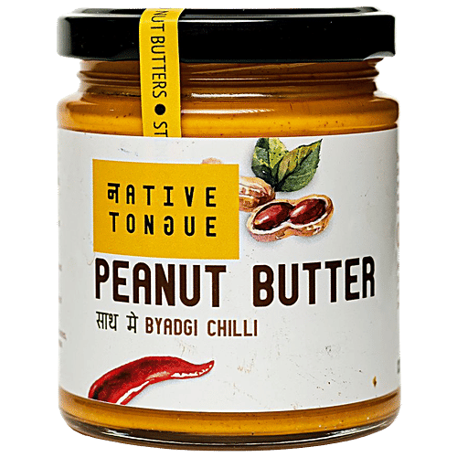 Native Tongue Peanut Butter With Byadgi Chilli - For Weight Loss, Sugar Level, Heart Health, 200 g  
