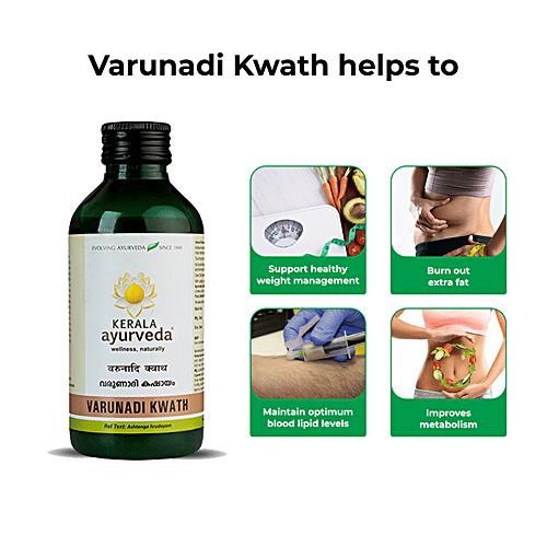 Kerala Ayurveda Varunadi Kwath Syrup - Herbal, Improves Metabolism, Supports Weight Management, 200 ml  