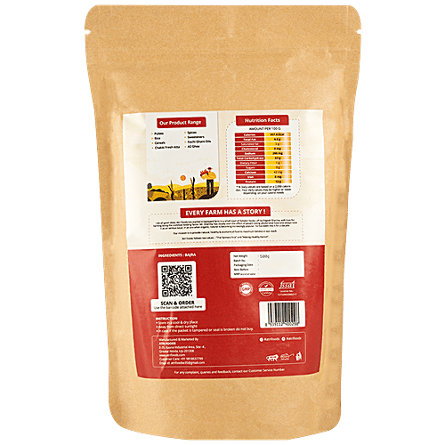 Atri Foods Bajra Flour - Organic, 500 g Pouch 