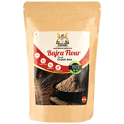 Atri Foods Bajra Flour - Organic, 500 g Pouch 