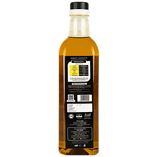 Atri Foods Cold Pressed Yellow Mustard Oil - Kachchi Ghani, 1 L PET Bottle 
