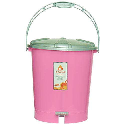 Buy Accura Pedal Bin Plastic, Strong & Durable, Sturdy Handle, Pink Online at Best Price of Rs