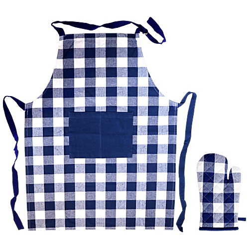 Buy Brodees Cotton Kitchen Apron With Front Center Pocket, Blue