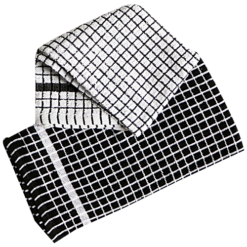 Buy Brodees Cotton Terry Kitchen Towel - Black, Mini Checked, 40 x 60 ...