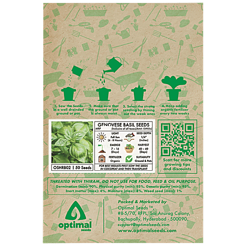 Optimal Seeds Genovese Basil Herb Seeds, 50 pcs