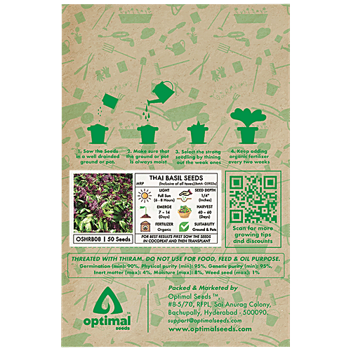 Optimal Seeds Thai Basil Herb Seeds, 50 pcs  