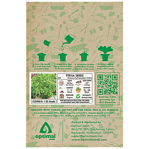 Optimal Seeds Stevia Sweet Leaves Herb Seeds, 50 pcs  