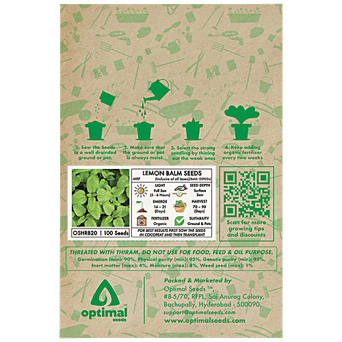 Optimal Seeds Lemon Balm Herb Seeds, 100 pcs  