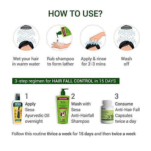 Sesa Ayurvedic Anti-Hair Fall Onion Shampoo - Bhringraj, Onion & 6 Ayurvedic Herbs, Control Hair Fall In 2 Weeks, 500 ml Bottle 