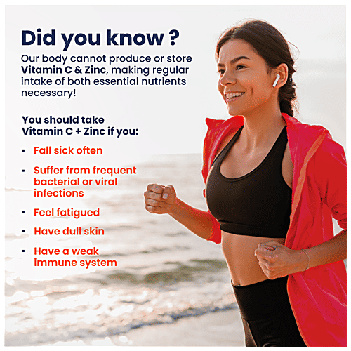 Wellbeing Nutrition Vitamin C + Zinc Effervescent Tablets - Natural & Organic Immunity Booster, 16 pcs