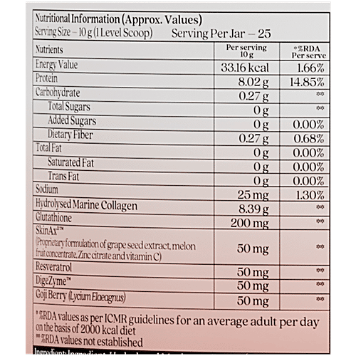 Wellbeing Nutrition Glow Korean Marine Collagen Peptides With Glutathione - Tropical Bliss Flavour, 250 g  