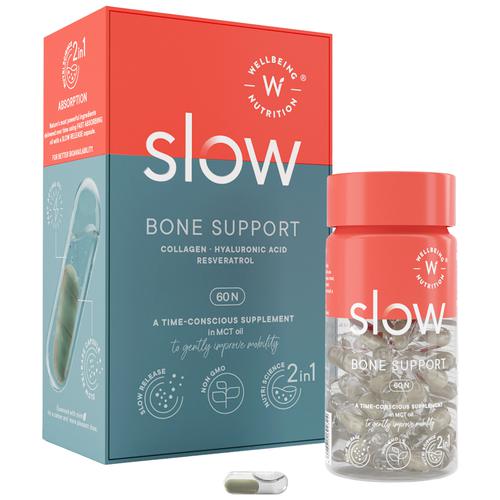 Wellbeing Nutrition Slow Bone & Joint Support To Improve Mobility - Collagen, Hyaluronic Acid, Resveratrol, 60 Capsules  