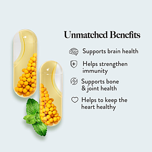 Wellbeing Nutrition Slow Triple Strength Omega 3 Capsules - Fish Oil With Curcumin Extract For Joint, Heart & Brain Health, 60 pcs  