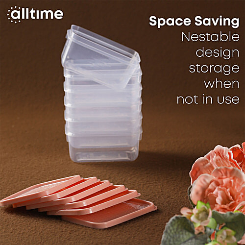 All Time Plastic Polka Containers With Lid - Pink, Multipurpose, Air-Tight, Food Grade, 250 ml (Set of 6) 