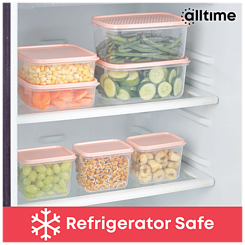 All Time Plastic Polka Containers With Lid - Pink, Multipurpose, Air-Tight, Food Grade, 400 ml (Set of 6) 