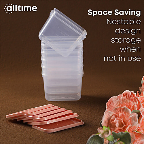 All Time Plastic Polka Containers With Lid - Pink, Multipurpose, Air-Tight, Food Grade, 400 ml (Set of 6) 