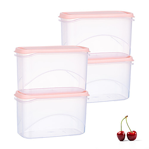 All Time Plastic Frostee Containers With Lid - Pink, Multipurpose, Air-Tight, Food Grade, 950 ml (Set of 4) 