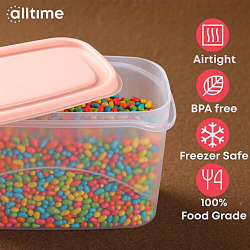 All Time Plastic Frostee Containers With Lid - Pink, Multipurpose, Air-Tight, Food Grade, 950 ml (Set of 4) 