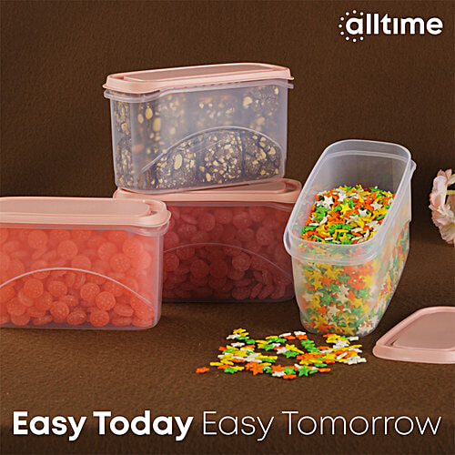 All Time Plastic Frostee Containers With Lid - Pink, Multipurpose, Air-Tight, Food Grade, 950 ml (Set of 4) 