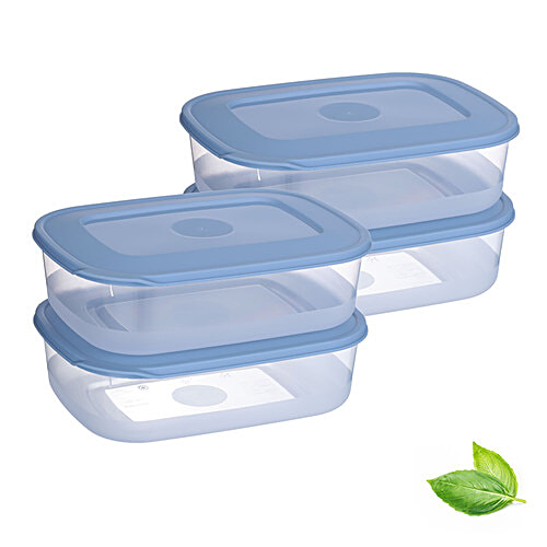 All Time Plastic Food Saver Containers With Lid - Blue, Food Grade, Air-Tight, 1 L (Set of 4) 