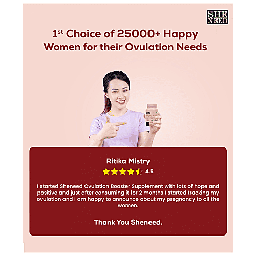 SheNeed Ovulation Booster Supplement Capsules - Vitamin B9, improves Egg Quality For Pregnancy, 60 pcs  