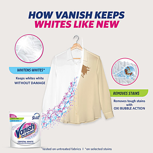 Vanish Oxi Action Crystal White Fabric Whitener, 100 g Chlorine Bleach Free Powder Detergent Add On