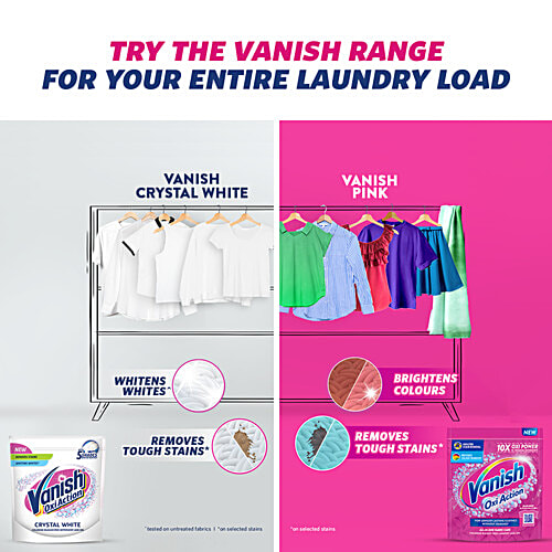 Vanish Oxi Action Crystal White Fabric Whitener, 100 g Chlorine Bleach Free Powder Detergent Add On