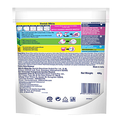 Buy Vanish Oxi Action White Chlorine Bleach Free Detergent Powder