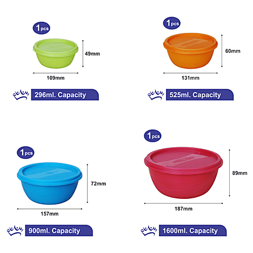 Buy Princeware Storage Containers Plastic, Assorted Colours, Store