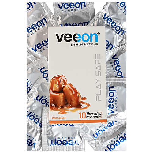 Buy VEEON Play Safe Flavored Condoms Butter Scotch Online at Best