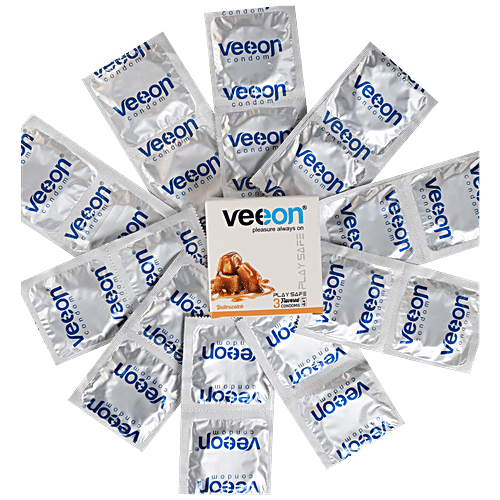 Buy VEEON Play Safe Flavored Condoms Butter Scotch Online at Best
