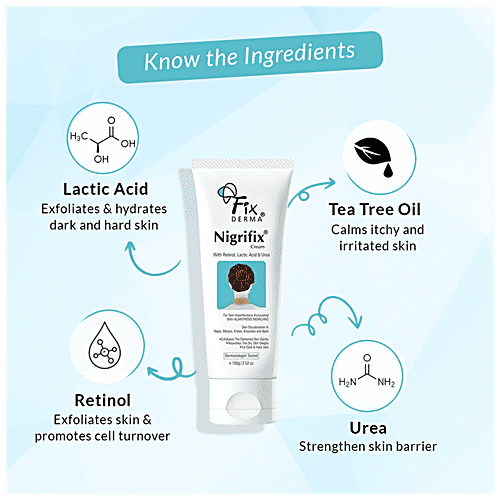 Fixderma Nigrifix Cream - Exfoliates Skin, Treats Dark Patches On Underarms, Neck, Elbows, 100 g  