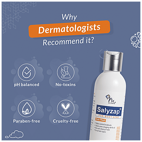 Fixderma Salyzap Body Wash - Reduces Acne, Unclogs Pores, For All Skin Types, 200 ml  